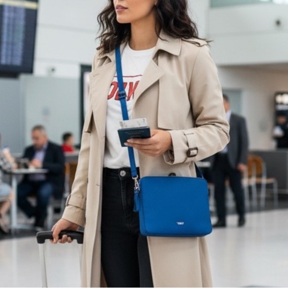 Tumi Handbags - Tumi Prism Royal Blue Leather Tech iPad Mini Tablet Crossbody Bag